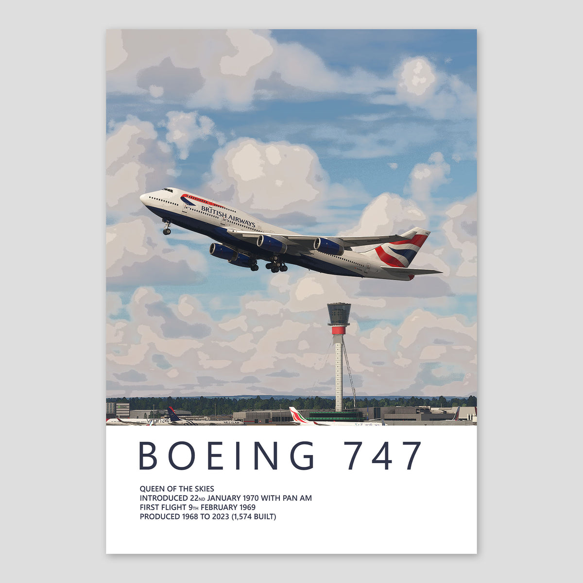 British Airways Boeing 747 Heathrow Poster