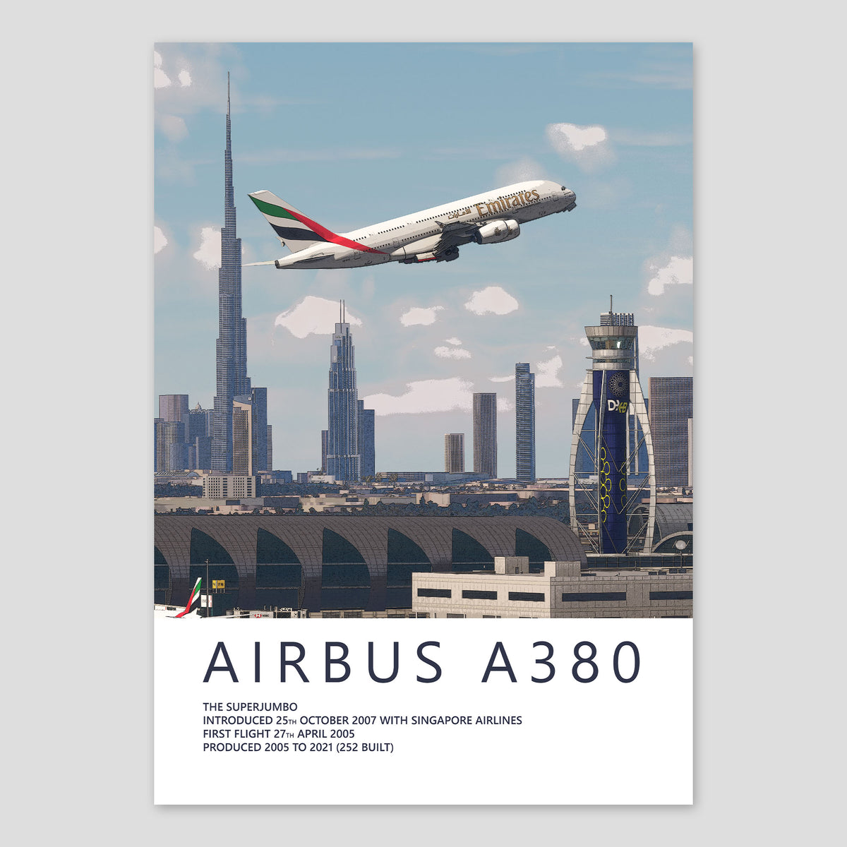 Emirates Airbus A380 Poster – Dubai Skyline