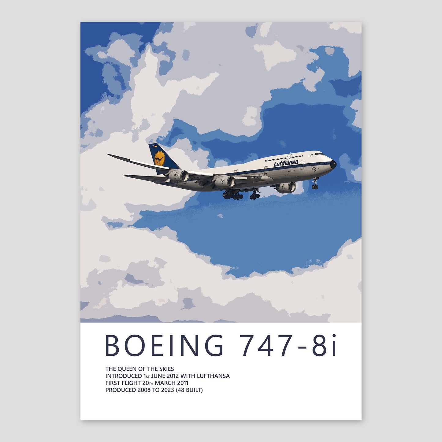 Lufthansa Boeing 747-8 Poster - Retro Livery