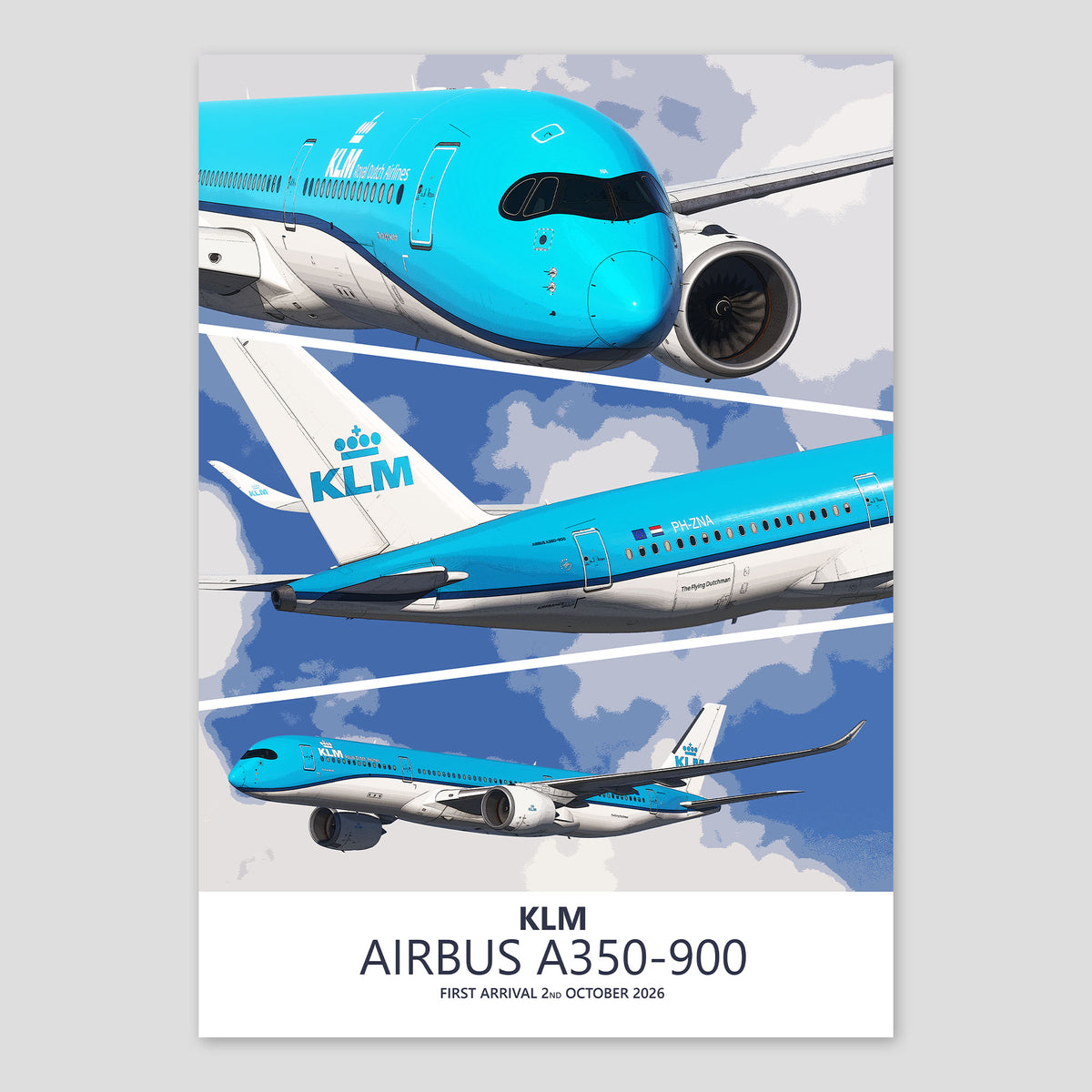 KLM Airbus A350-900 First Arrival Poster – PH-ZNA