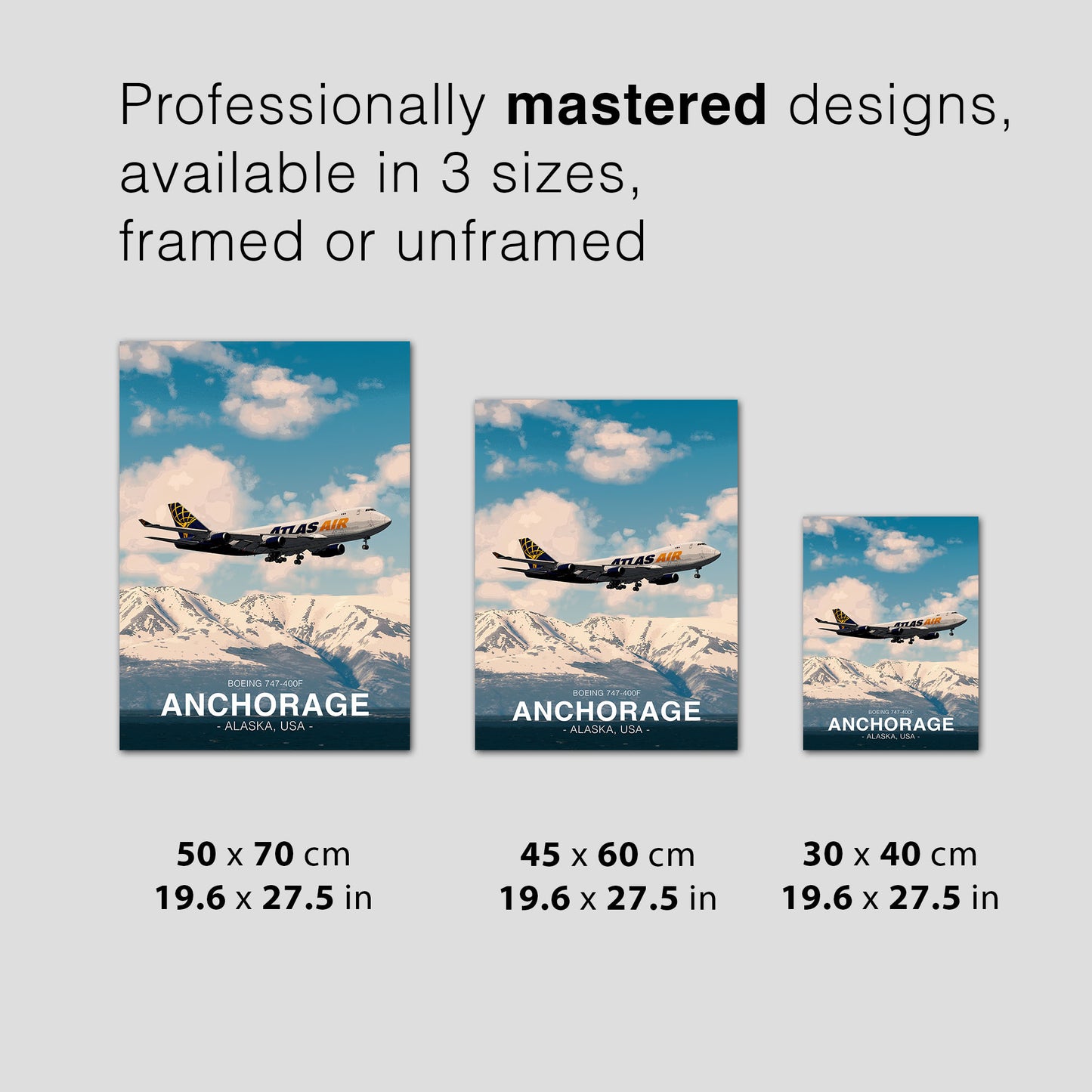 Atlas Air Boeing 747 Poster - Anchorage Alaska Landscape