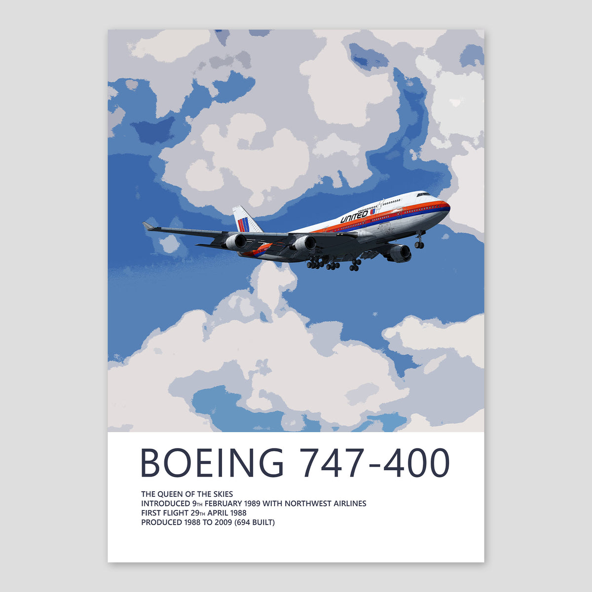 United Airlines Boeing 747-400 Poster – Saul Bass Tulip