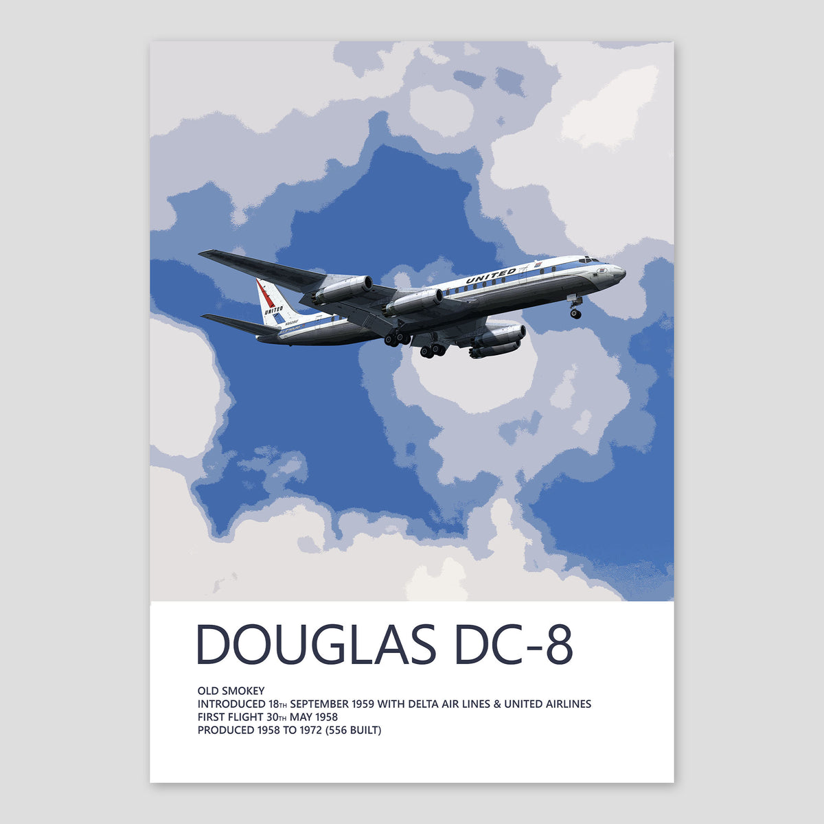 United Airlines Douglas DC-8 Poster – Jet Mainliner