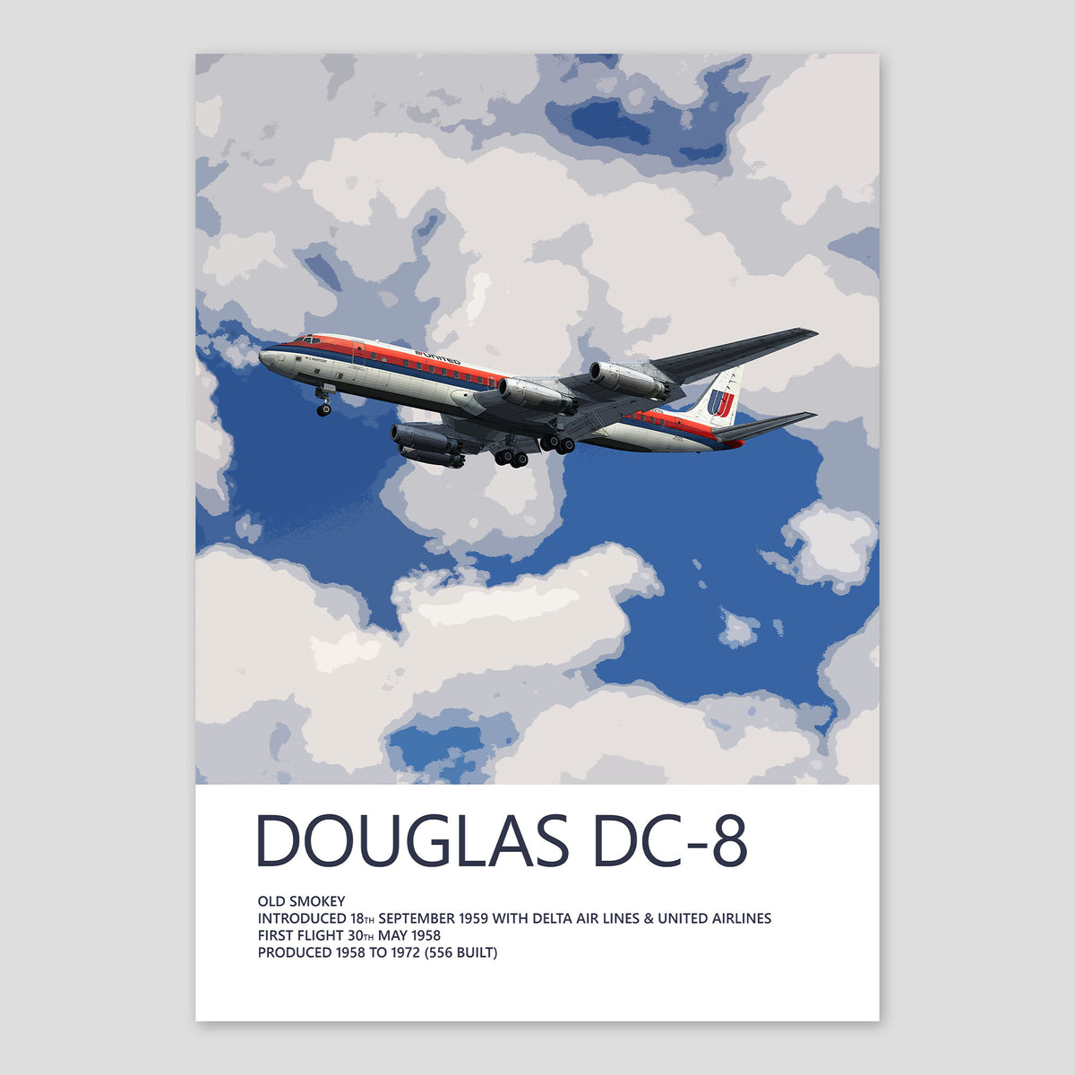 United Airlines Douglas DC-8 Poster – Saul Bass Tulip