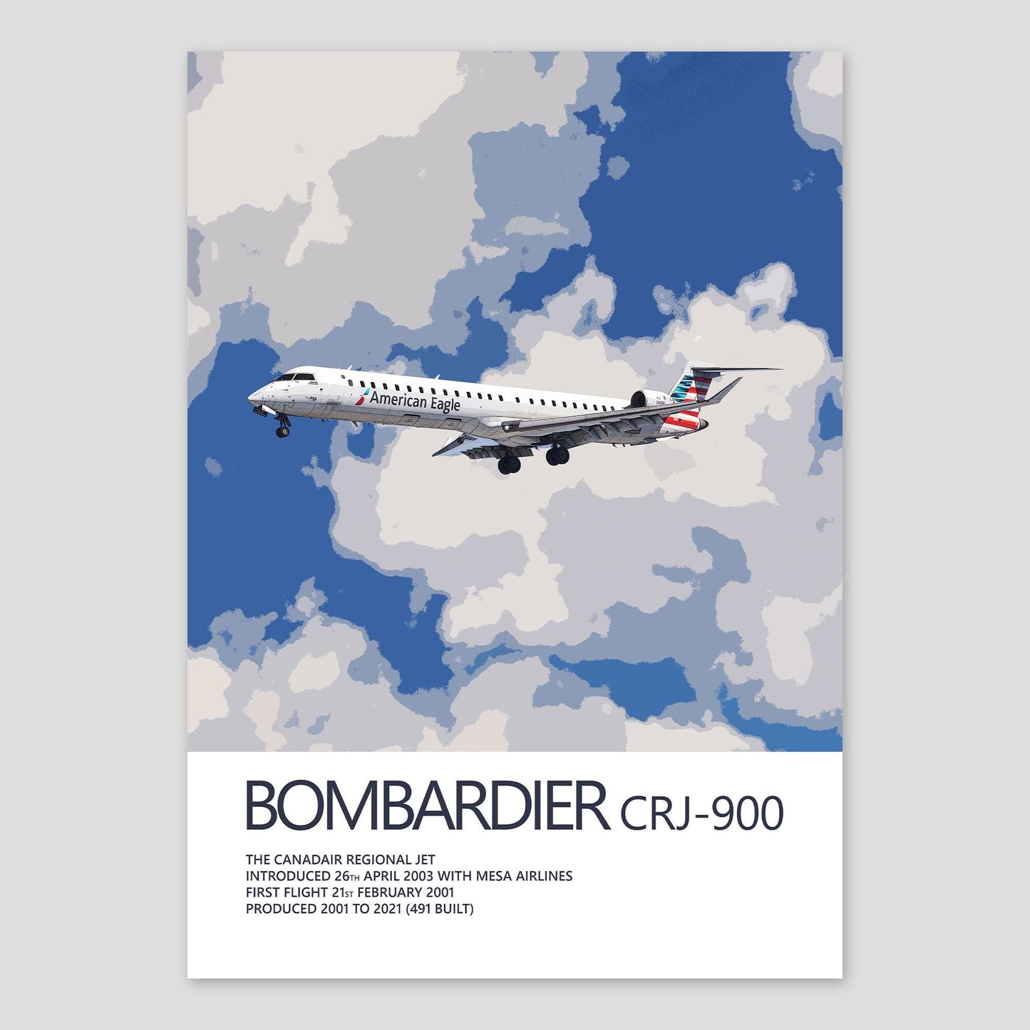 PSA Airlines Bombardier CRJ-900 Poster - American Eagle