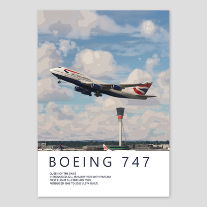 British Airways Boeing 747 Heathrow Poster