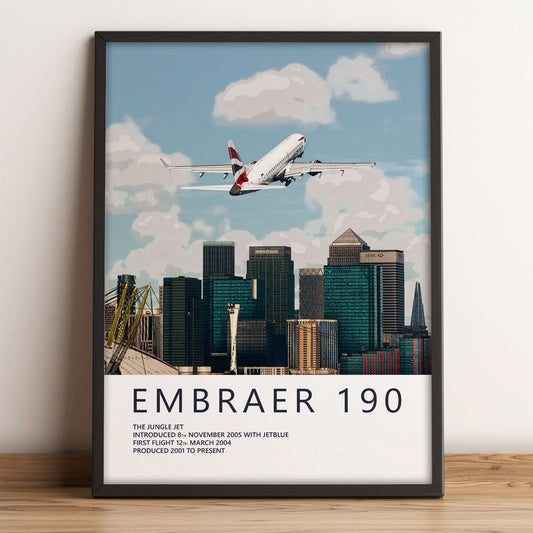 British Airways Embraer 190 Poster – London City Skyline