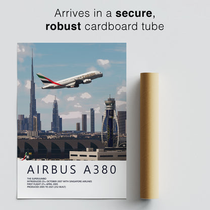 Emirates Airbus A380 Poster – Dubai Skyline