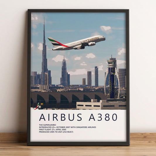 Emirates Airbus A380 Poster – Dubai Skyline