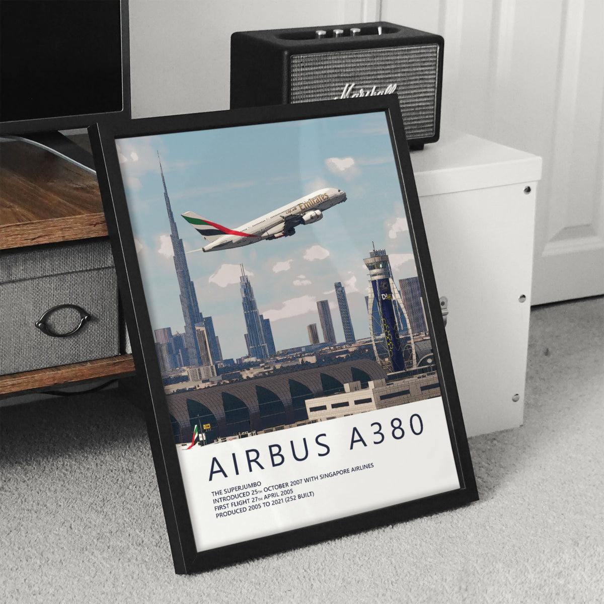 Emirates Airbus A380 Poster – Dubai Skyline