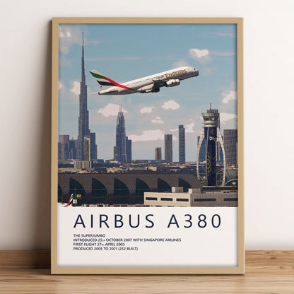 Emirates Airbus A380 Poster – Dubai Skyline