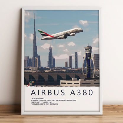 Emirates Airbus A380 Poster – Dubai Skyline
