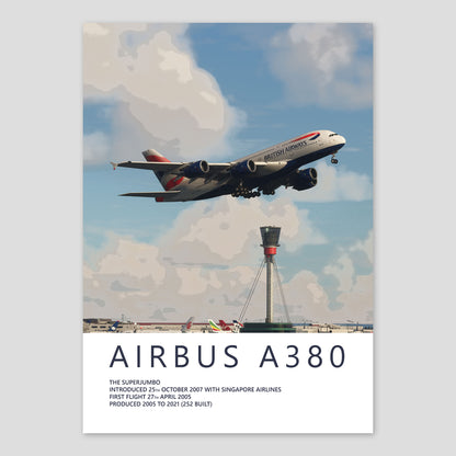 British Airways Airbus A380 Heathrow Poster