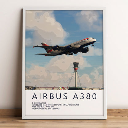 British Airways Airbus A380 Heathrow Poster