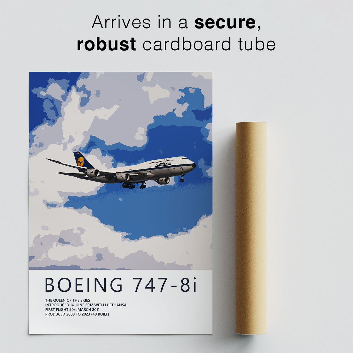 Lufthansa Boeing 747-8 Poster - Retro Livery