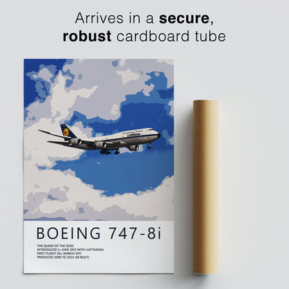 Lufthansa Boeing 747-8 Poster - Retro Livery