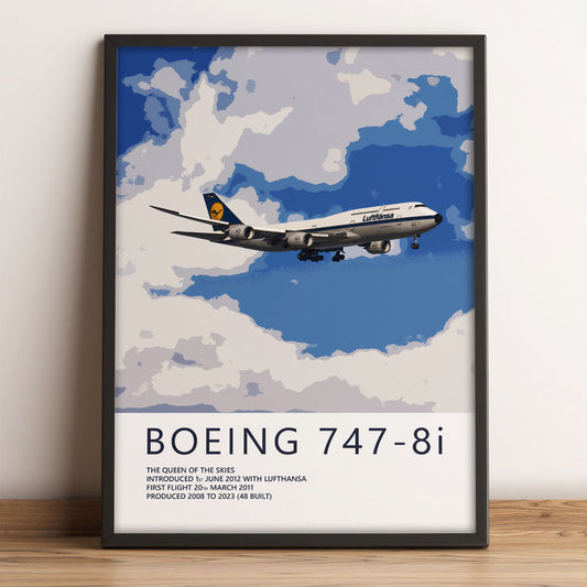 Lufthansa Boeing 747-8 Poster - Retro Livery