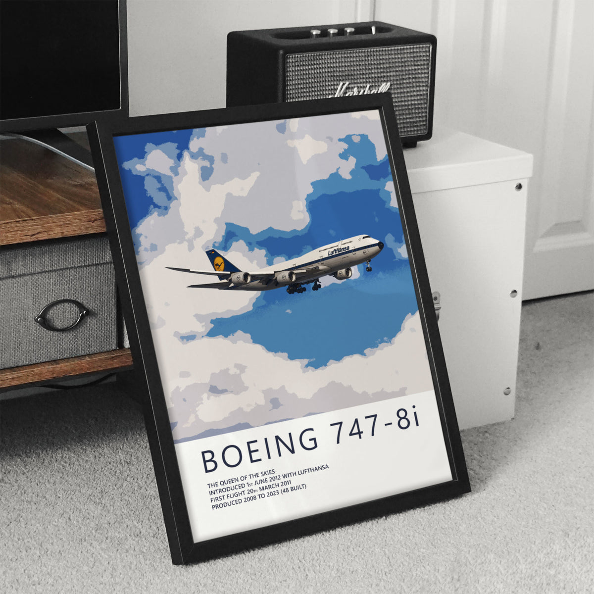Lufthansa Boeing 747-8 Poster - Retro Livery