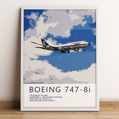 Lufthansa Boeing 747-8 Poster - Retro Livery