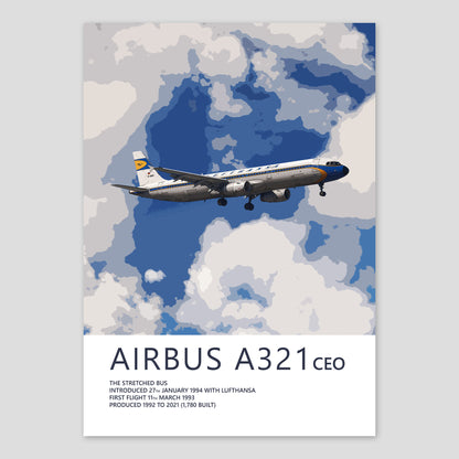 Lufthansa Airbus A321 Poster - Retro Livery