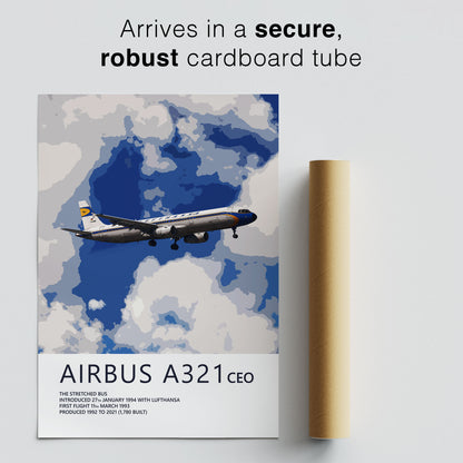 Lufthansa Airbus A321 Poster - Retro Livery