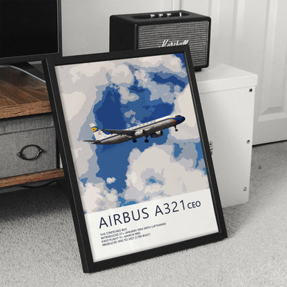 Lufthansa Airbus A321 Poster - Retro Livery