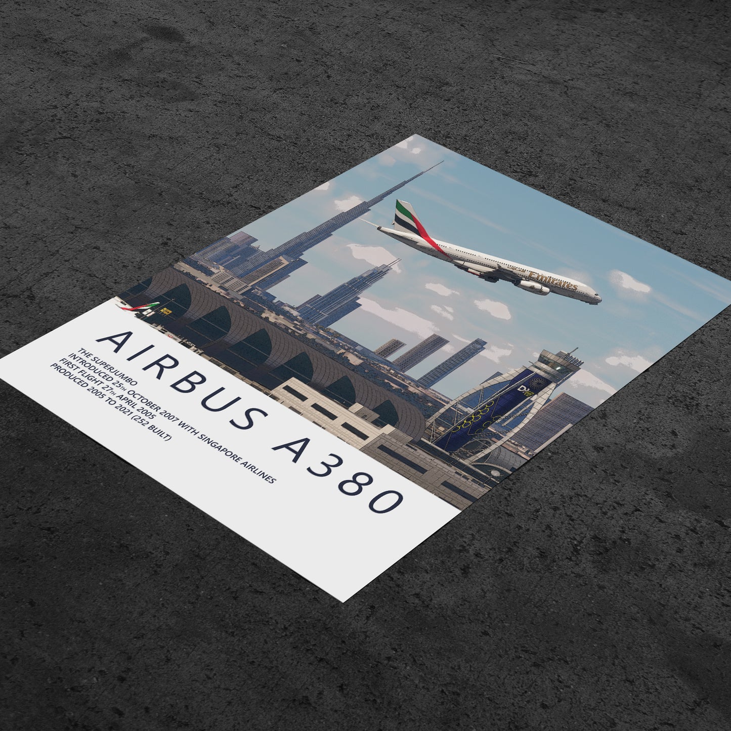 Emirates Airbus A380 & Dubai City Skyline Poster