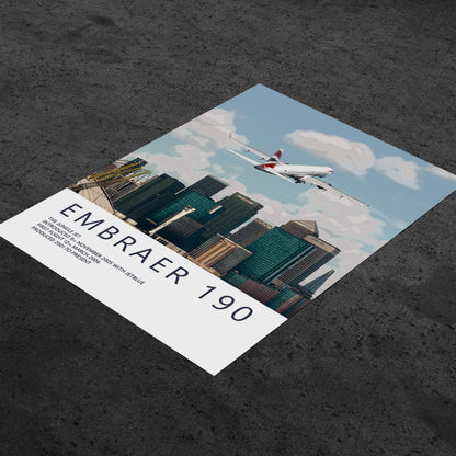 British Airways Embraer 190 & London City Skyline Poster