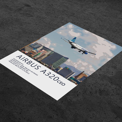 United Airlines Airbus A320 & Las Vegas Skyline Poster