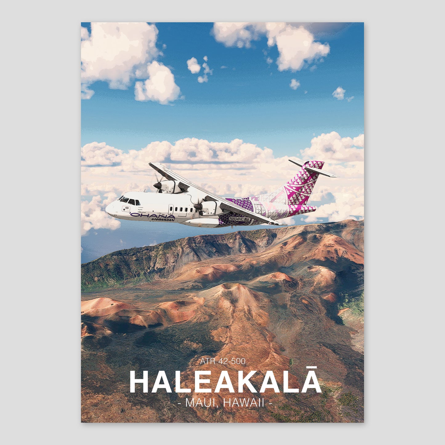 'Ohana by Hawaiian ATR 42 Poster - Haleakalā Hawaii