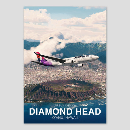 Hawaiian Airlines Airbus A330 Poster - Diamond Head Hawaii