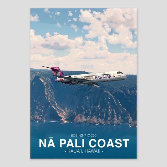 Hawaiian Airlines Boeing 717 Poster - Nā Pali Coast Hawaii