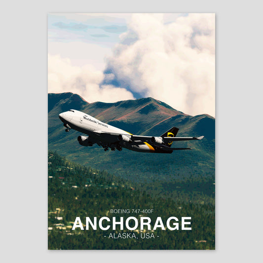 UPS Boeing 747 Poster - Anchorage Alaska Landscape