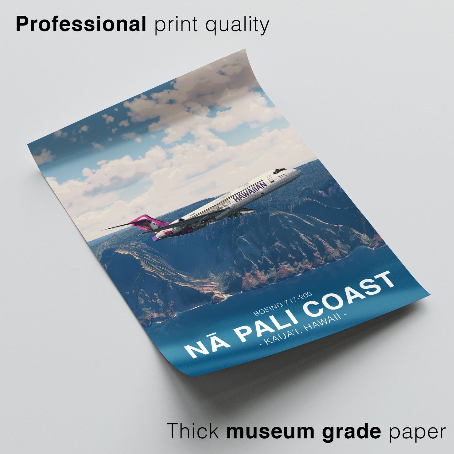 Hawaiian Airlines Boeing 717 Poster - Nā Pali Coast Hawaii