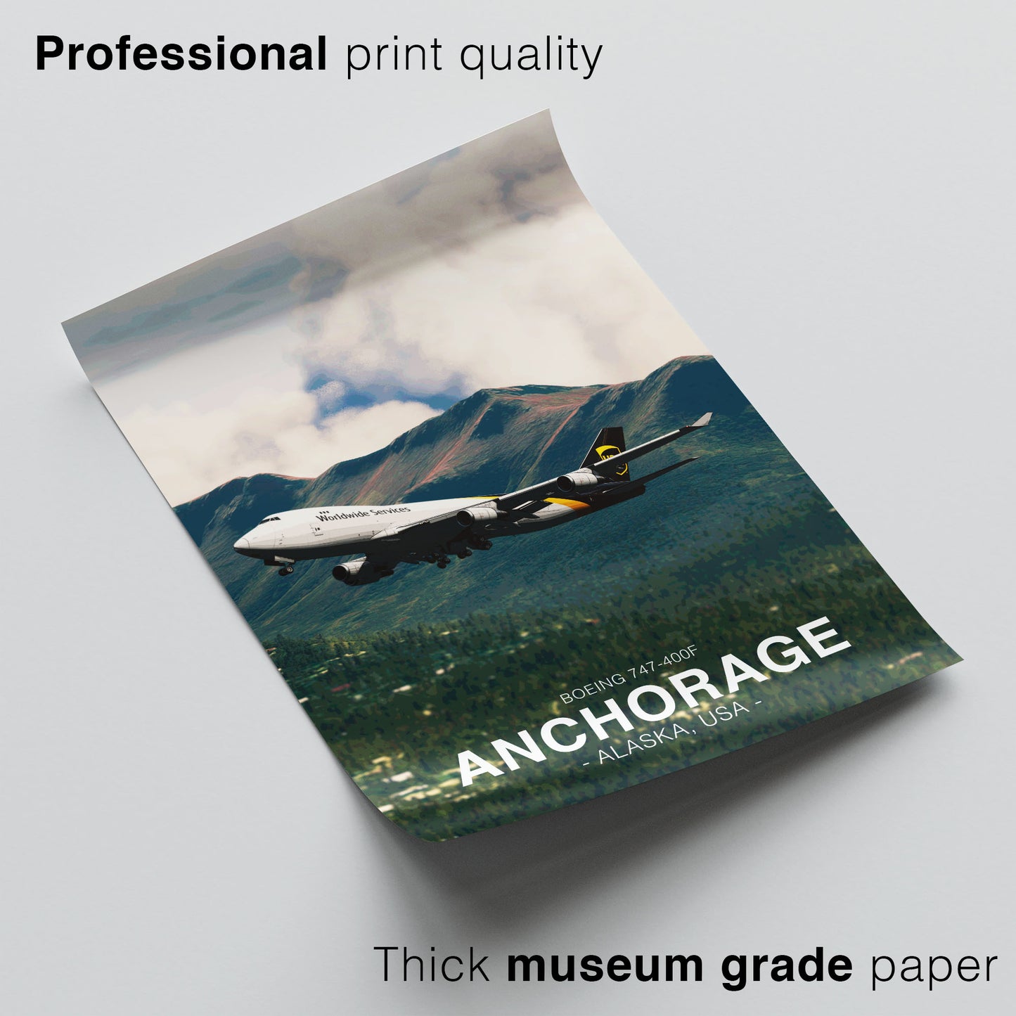 UPS Boeing 747 Poster - Anchorage Alaska Landscape