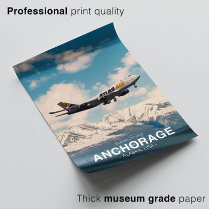 Atlas Air Boeing 747 Poster - Anchorage Alaska Landscape