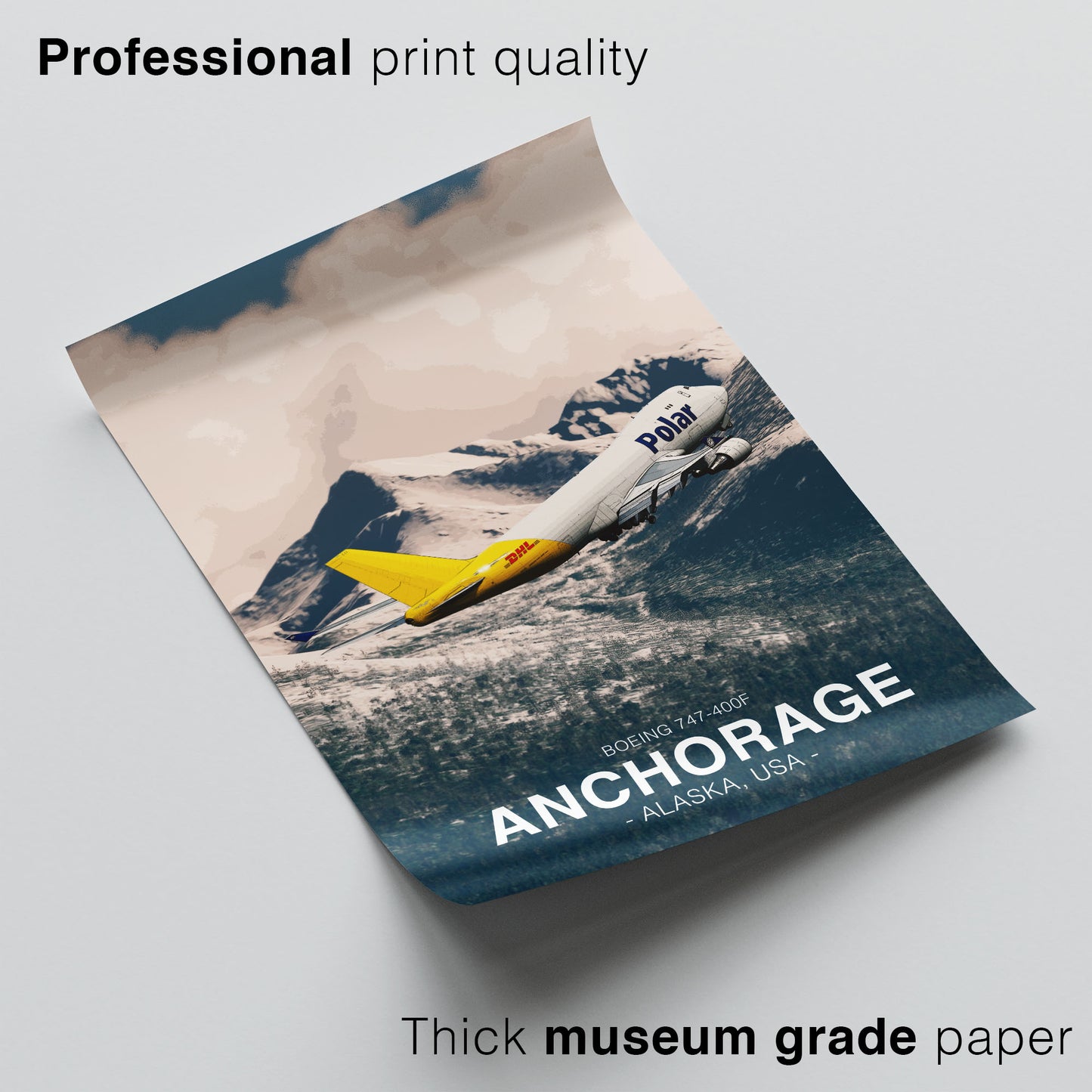Polar Air Cargo Boeing 747 Poster - Anchorage Alaska Landscape