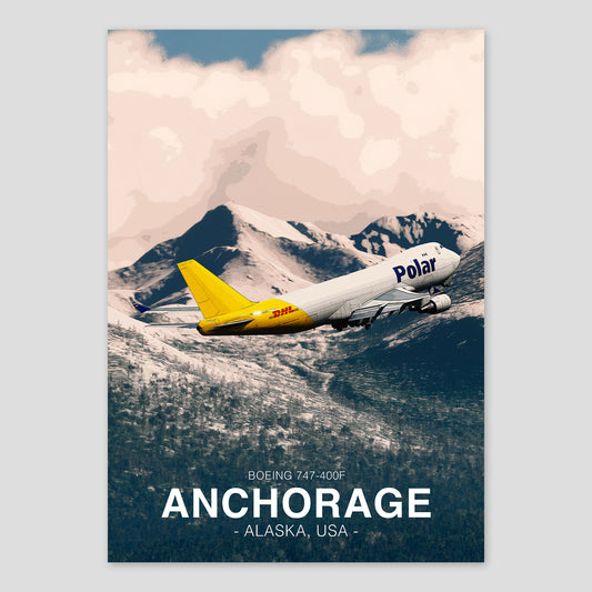 Polar Air Cargo Boeing 747 Poster - Anchorage Alaska Landscape
