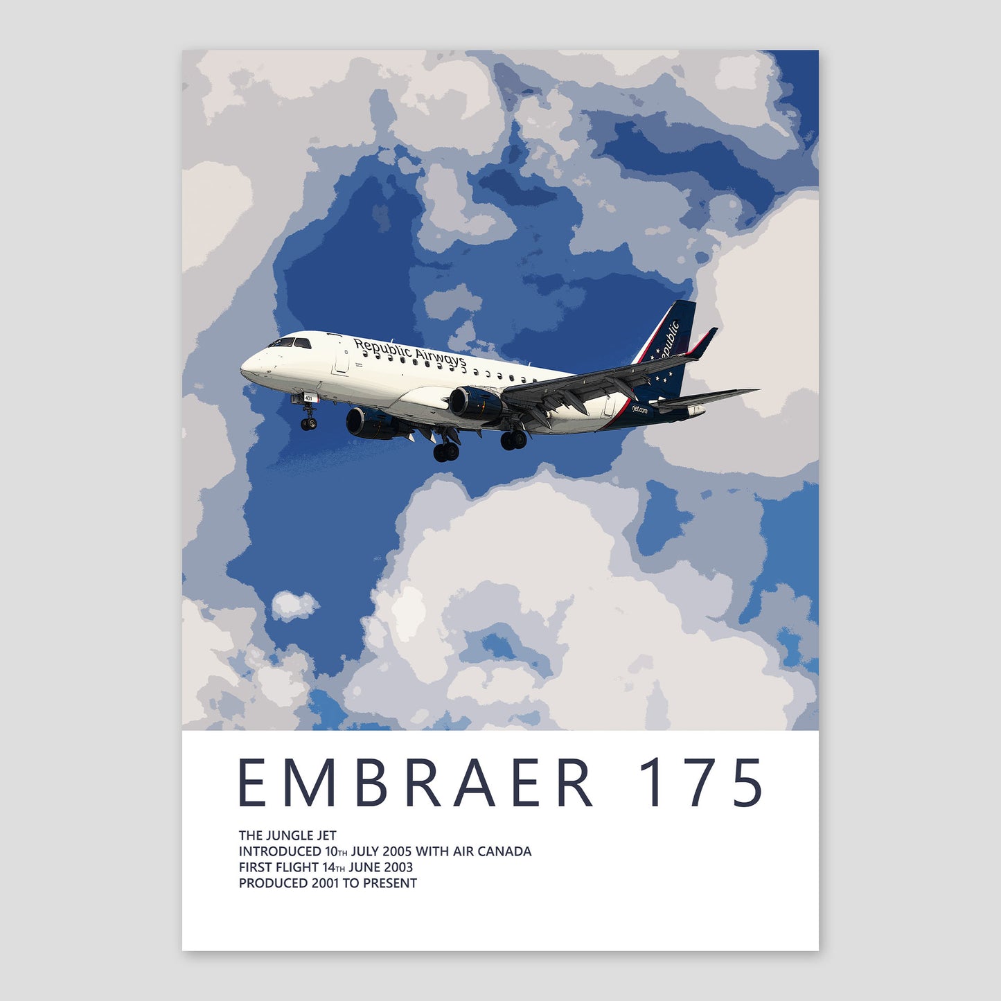 Republic Airways Embraer 175 Poster