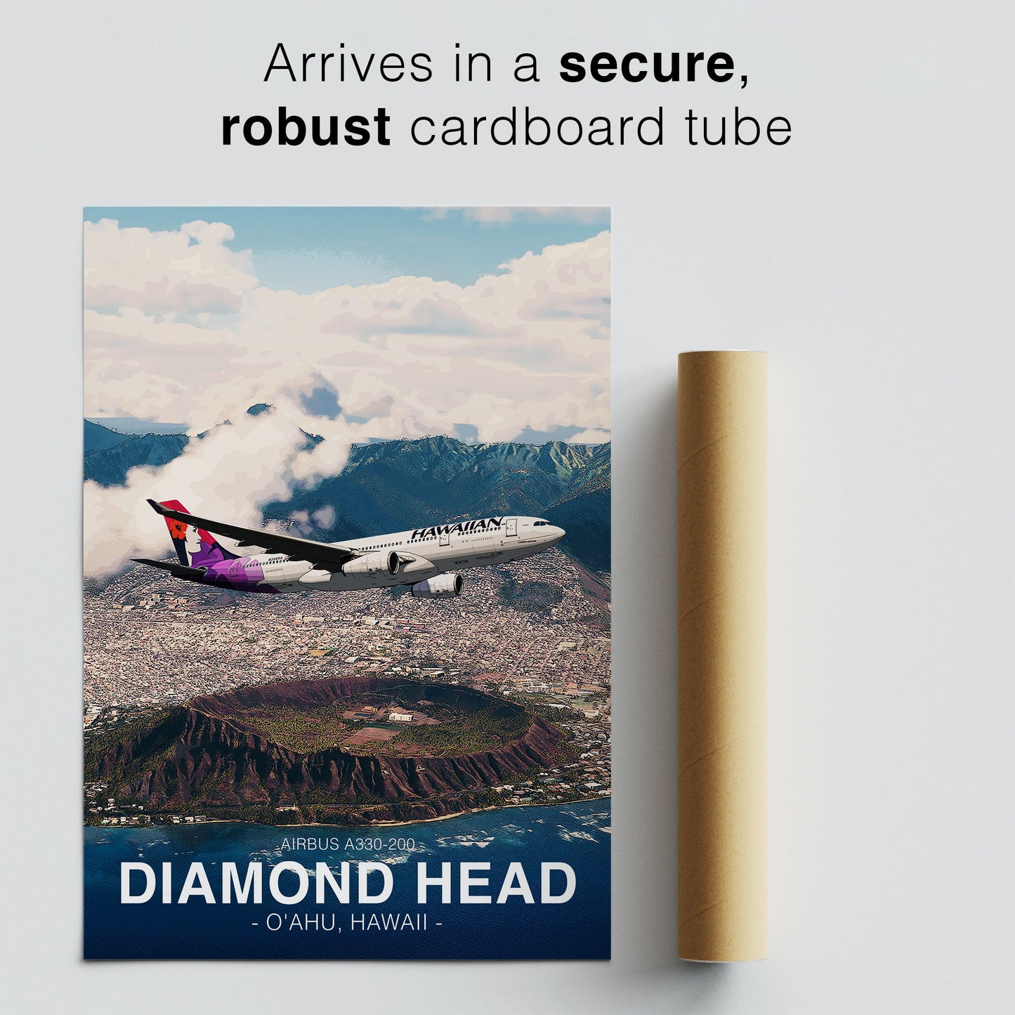 Hawaiian Airlines Airbus A330 Poster - Diamond Head Hawaii