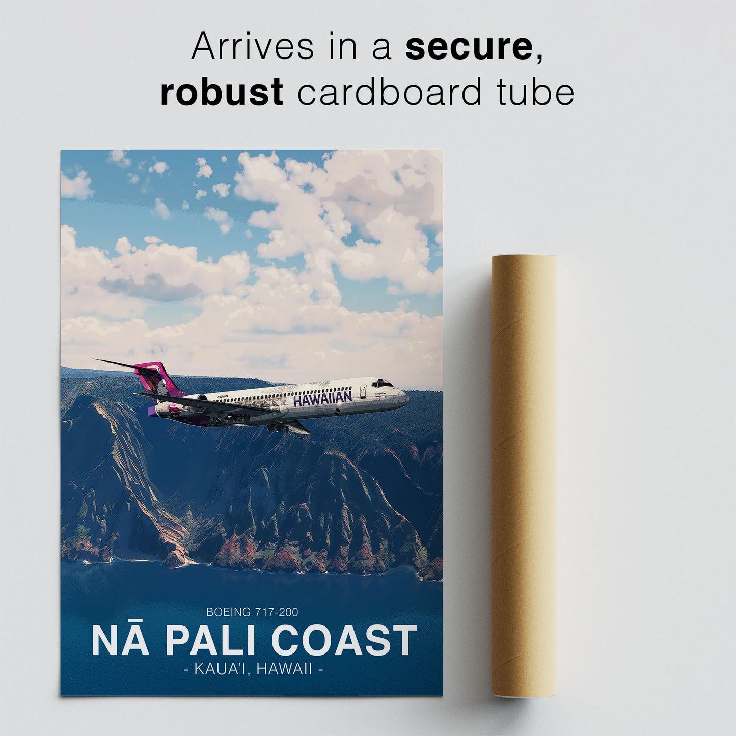 Hawaiian Airlines Boeing 717 Poster - Nā Pali Coast Hawaii