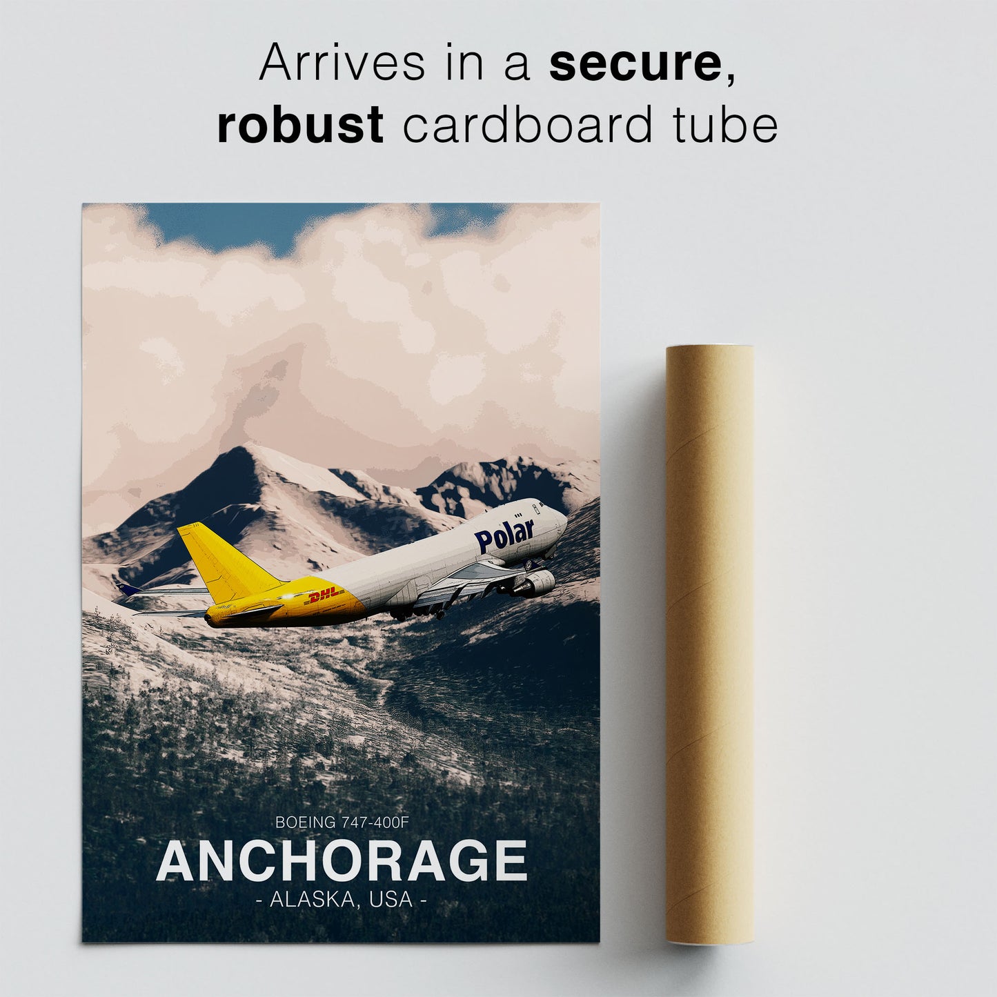 Polar Air Cargo Boeing 747 Poster - Anchorage Alaska Landscape