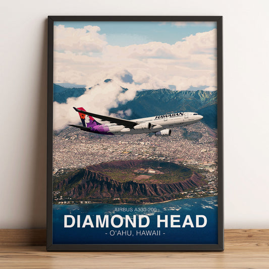 Hawaiian Airlines Airbus A330 Poster – Diamond Head Hawaii