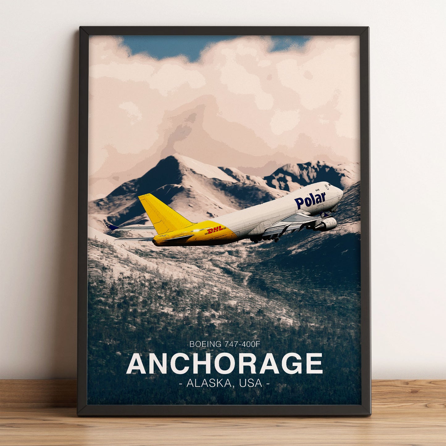 Polar Air Cargo Boeing 747 Poster - Anchorage Alaska Landscape