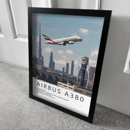 Emirates Airbus A380 & Dubai City Skyline Poster