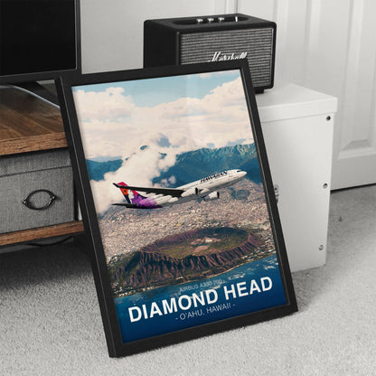 Hawaiian Airlines Airbus A330 Poster - Diamond Head Hawaii