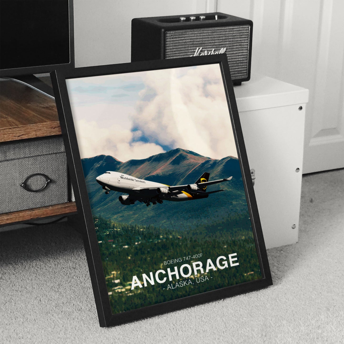 UPS Boeing 747 Poster - Anchorage Alaska Landscape