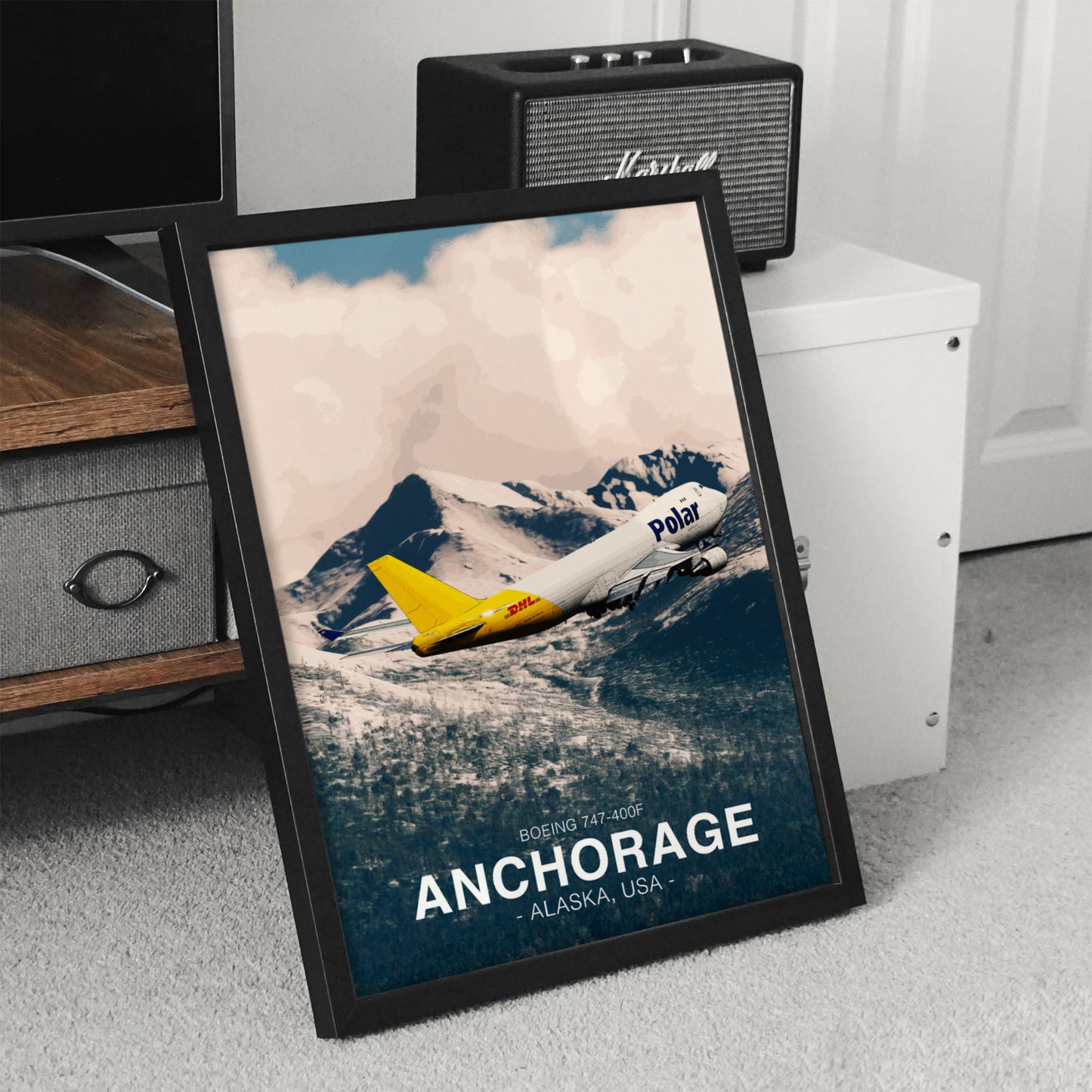 Polar Air Cargo Boeing 747 Poster - Anchorage Alaska Landscape
