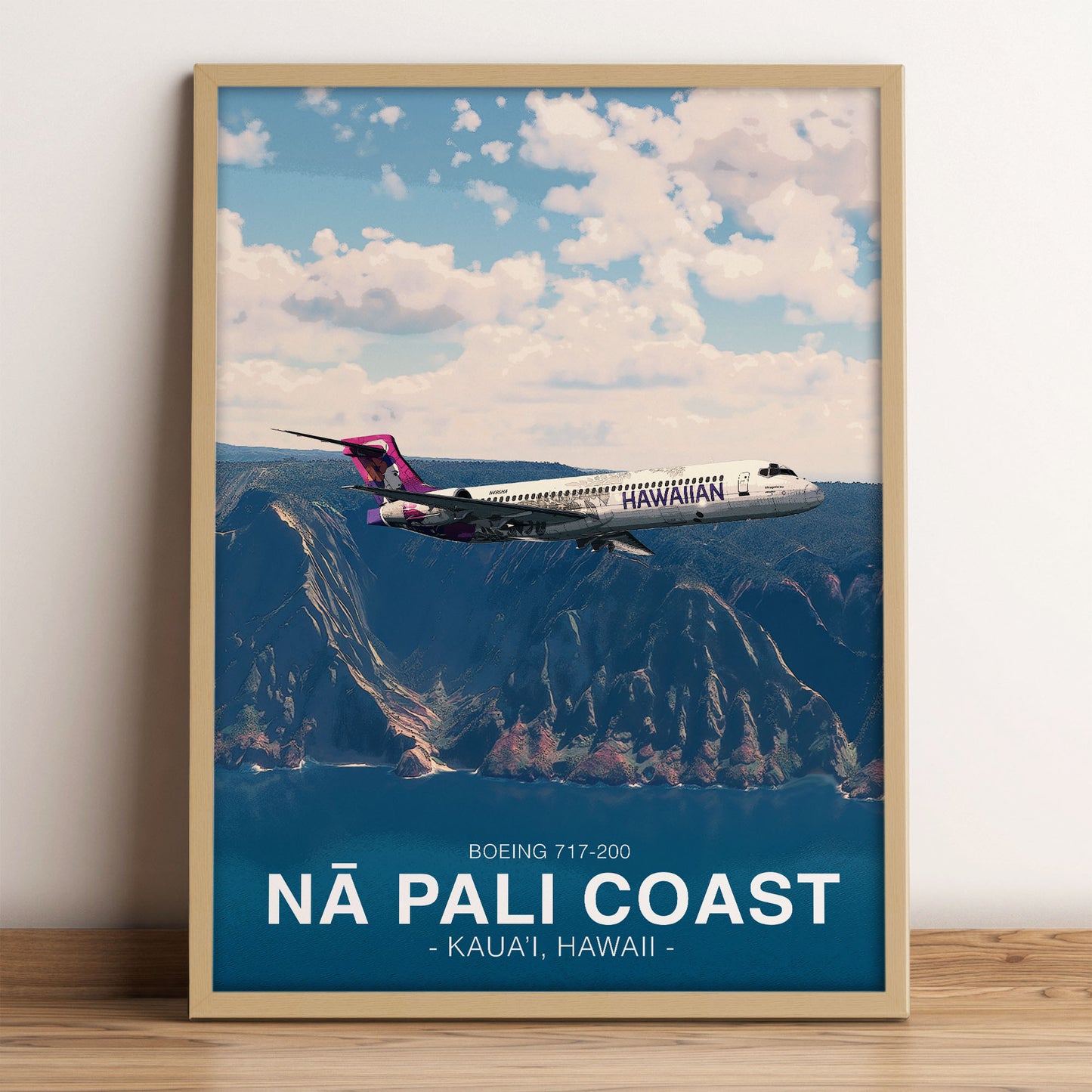 Hawaiian Airlines Boeing 717 Poster - Nā Pali Coast Hawaii