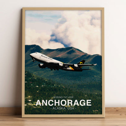 UPS Boeing 747 Poster - Anchorage Alaska Landscape